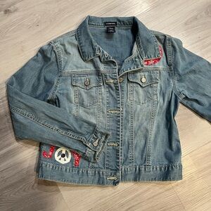 Gap  christmas Blue Jean Jacket with‎ Red Details